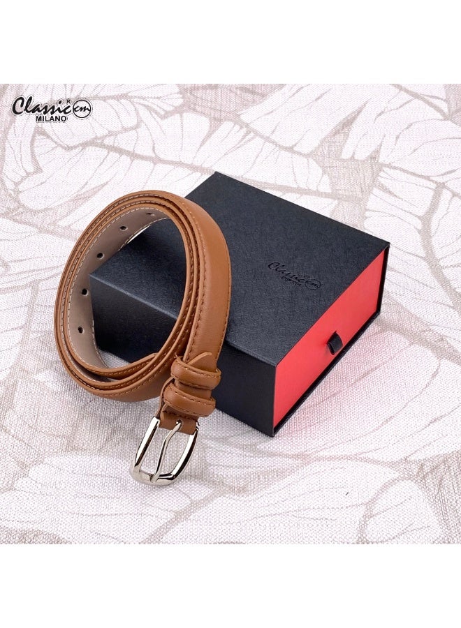 Classic Milano Women's Belt with Gift Box | Faux Leather Ladies Belt for Dresses, Jeans & Gowns | Stylish Womens Belt | Adjustable Girls Belt | Belt for Women with Elegant Buckle - Image 5